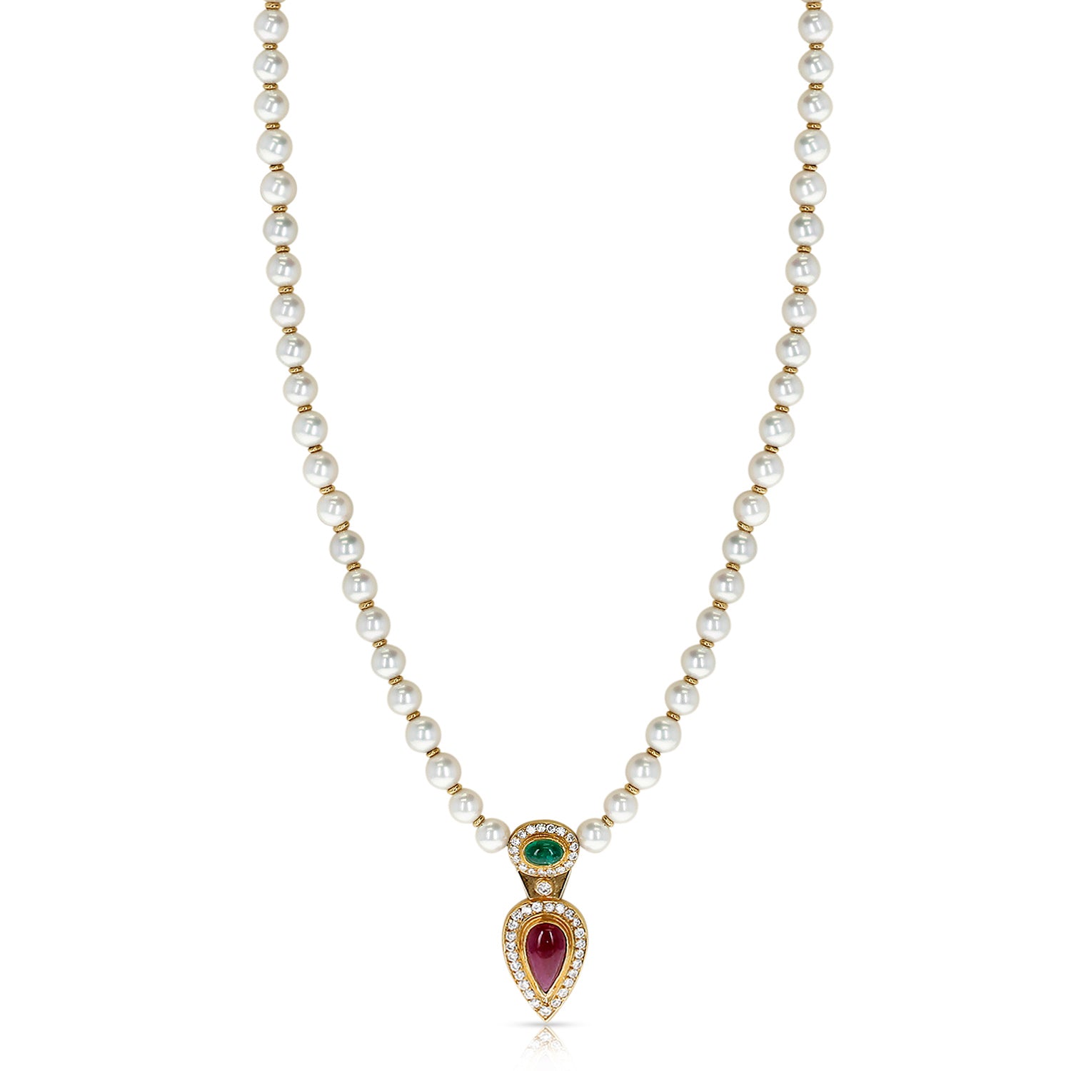 Ruby emerald hot sale pearl chains