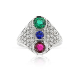 Ruby, Emerald, Sapphire and Diamond Ring, 18k