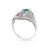 Ruby, Emerald, Sapphire and Diamond Ring, 18k