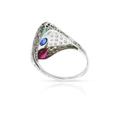 Ruby, Emerald, Sapphire and Diamond Ring, 18k