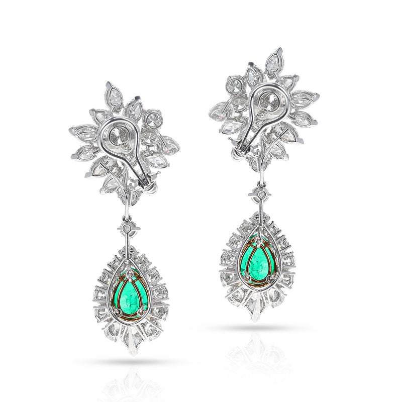 Van Cleef & Arpels AGL Certified Colombian Emerald and Diamond Day and Night Earrings, Platinum