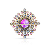 Amethyst, Sapphire, and Ruby Earring & Brooch Set, 14k Gold