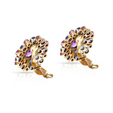 Amethyst, Sapphire, and Ruby Earring & Brooch Set, 14k Gold