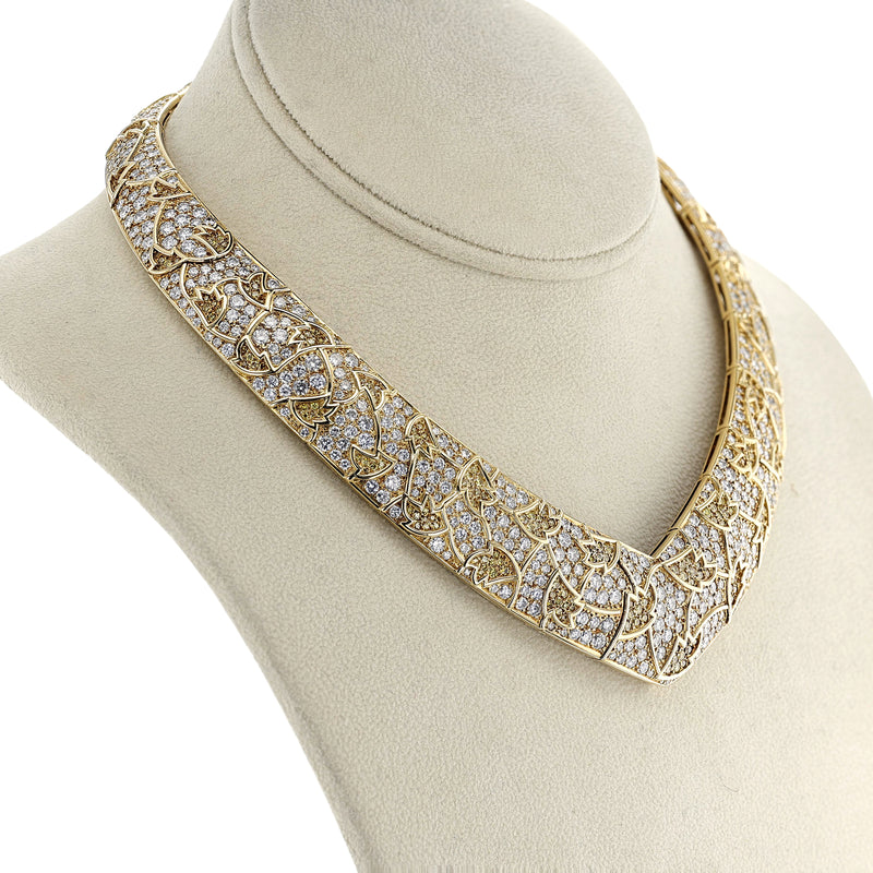 Van Cleef & Arpels Natural Yellow and White Diamond 18K Yellow Gold Necklace and Earring Set