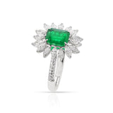 GIA Certified 1.41 carat Octagonal Step-Cut Emerald and Diamond Ring, 18k