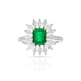 GIA Certified 1.41 carat Octagonal Step-Cut Emerald and Diamond Ring, 18k