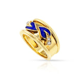 Van Cleef & Arpels Leaf Enamel and Diamond Ring, 18k