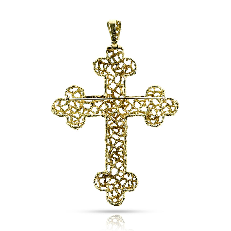 1960s J. Schwabe Cartier Gold Cross Brooch/Pendant, 18k