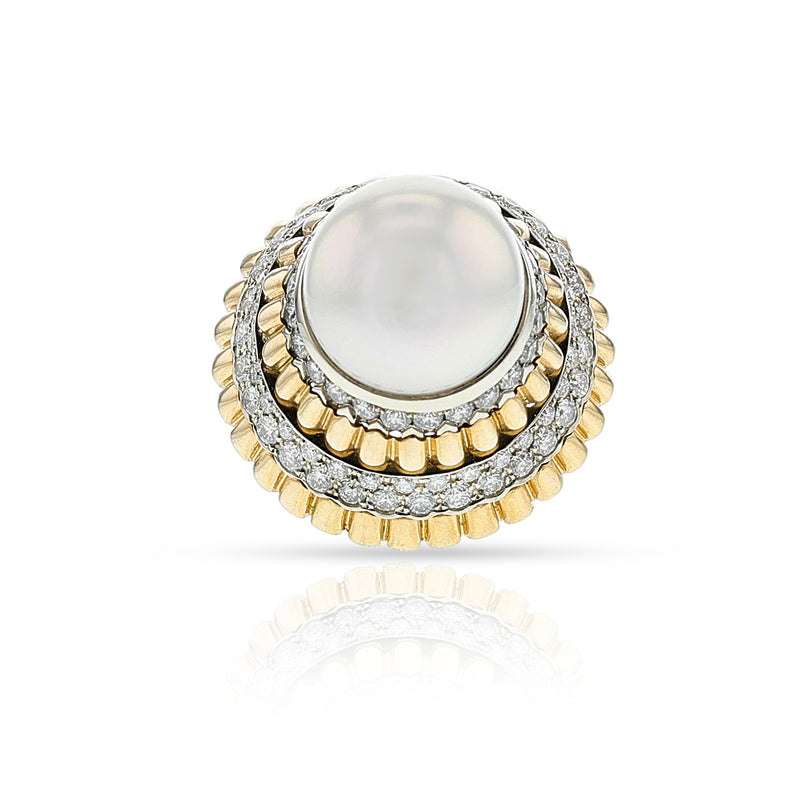 Van Cleef & Arpels Pearl and Diamond Ballerina Cocktail Ring, 18k