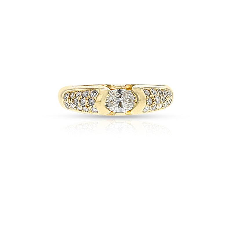 BVLGARI Oval Diamond Ring with Diamonds, 18k