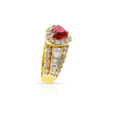 Van Cleef & Arpels GIA Certified No Heat Pigeon Blood Heart Shaped Burma Ruby Ring, 18k