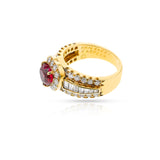 Van Cleef & Arpels GIA Certified No Heat Pigeon Blood Heart Shaped Burma Ruby Ring, 18k