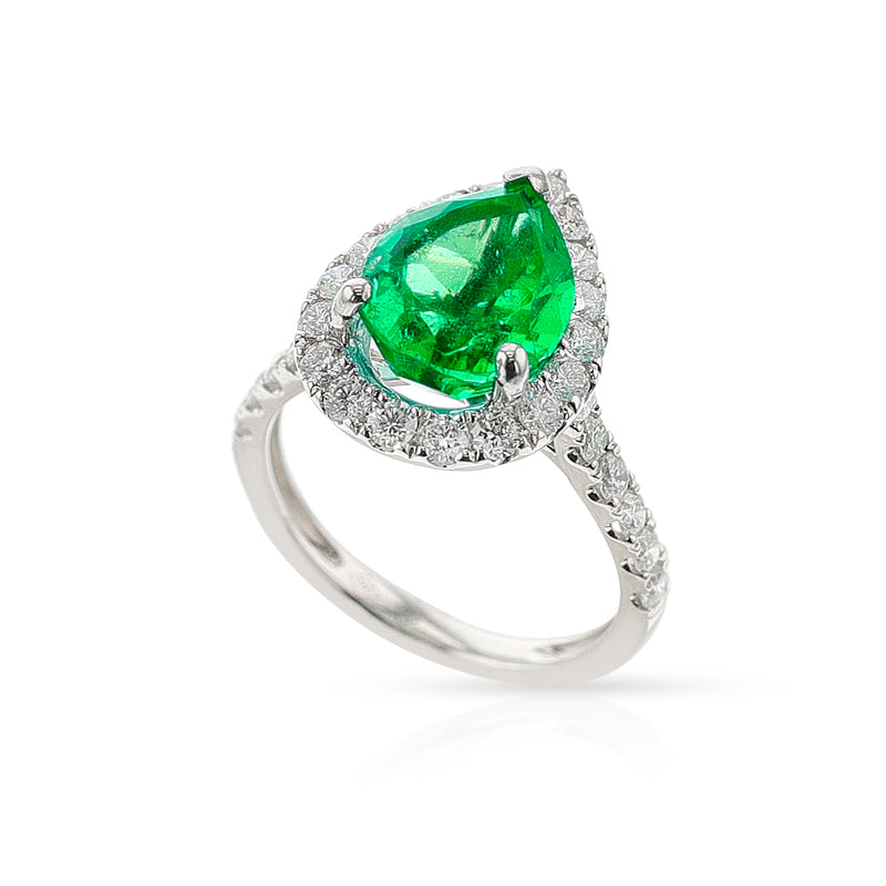 GIA Certified 3.68 ct. Colombian Emerald and Diamond Ring, 18k