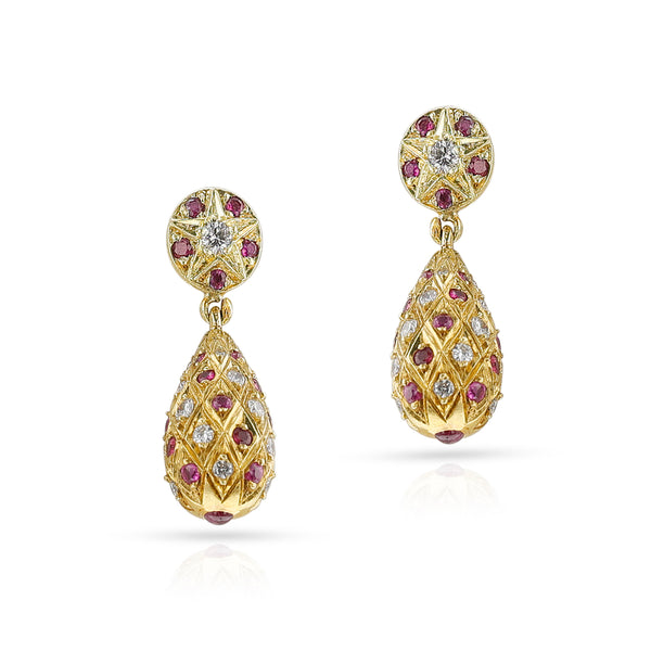 Shop Rubans Rhodium Plated Premium Ruby Pave Zircons Drop Earring Online at  Rubans