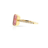 Rectangular Pink Tourmaline and Diamond Ring, 18k