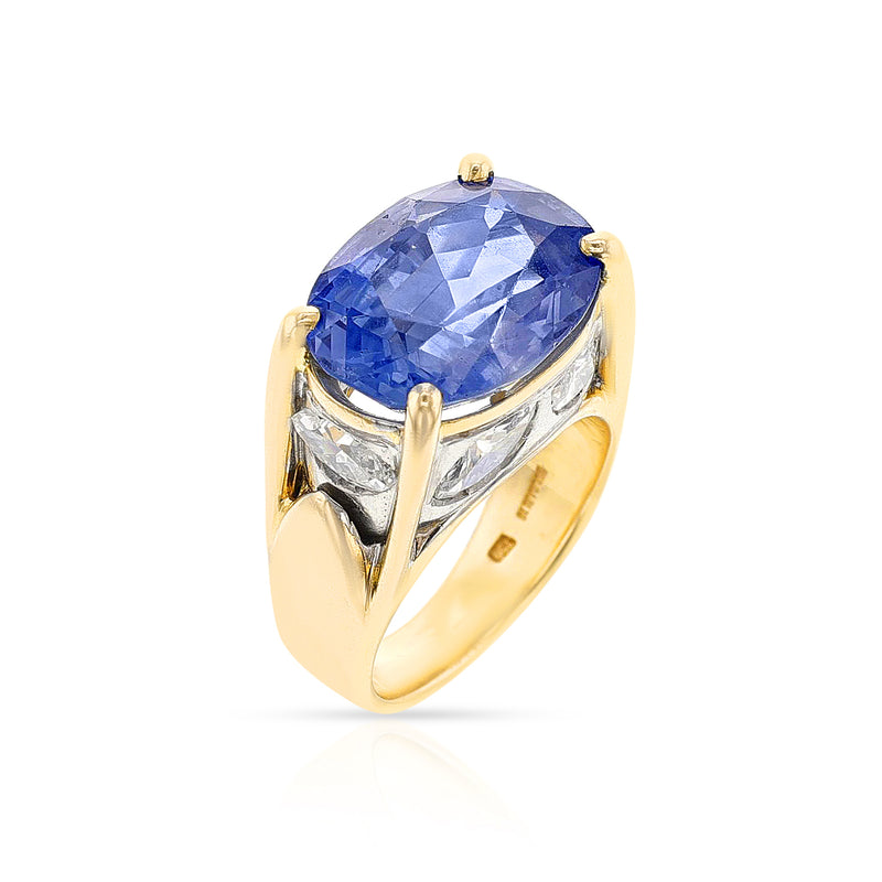 BVLGARI Natural Unheated Sapphire and Diamond Ring, 18k & Platinum