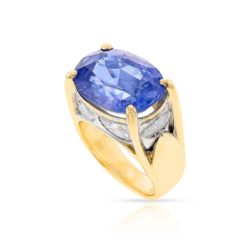 BVLGARI Natural Unheated Sapphire and Diamond Ring, 18k & Platinum