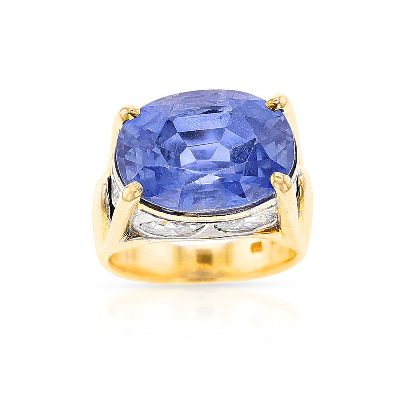 BVLGARI Natural Unheated Sapphire and Diamond Ring, 18k & Platinum