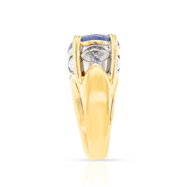 BVLGARI Natural Unheated Sapphire and Diamond Ring, 18k & Platinum