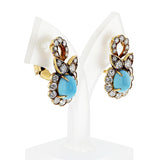 M. Gérard Paris Turquoise, Pearl, & Diamond, 18k Earrings + Necklace Set