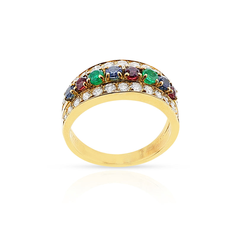 Van Cleef & Arpels Ruby Emerald Sapphire and Diamond Ring, 18k