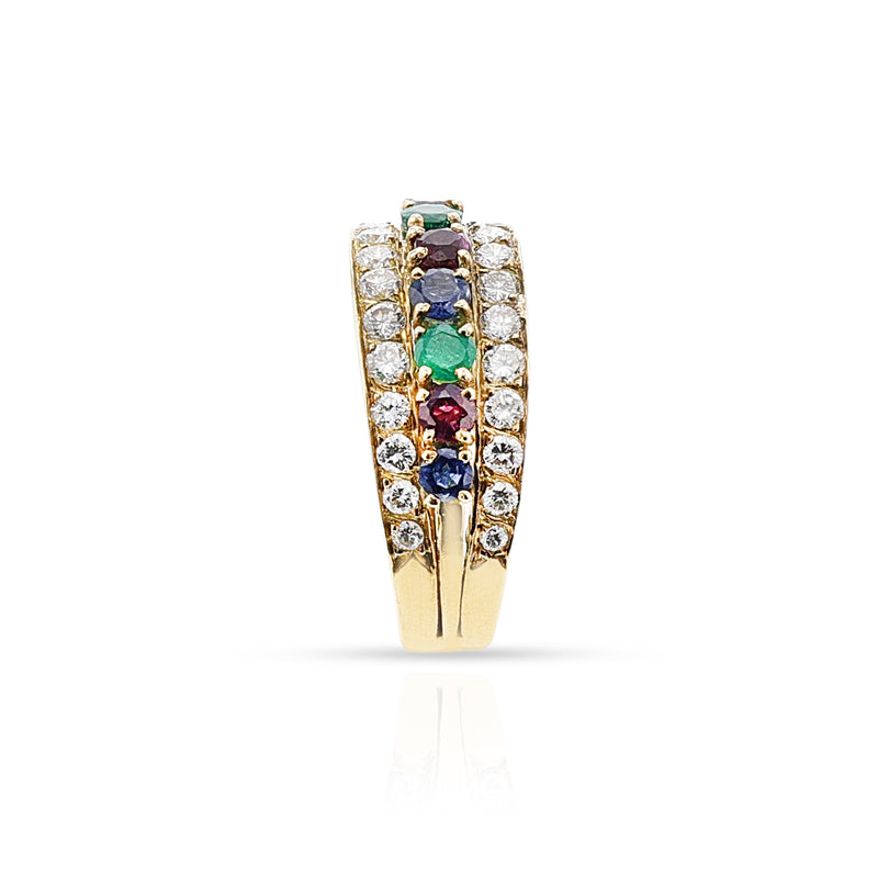 Van Cleef & Arpels Ruby Emerald Sapphire and Diamond Ring, 18k