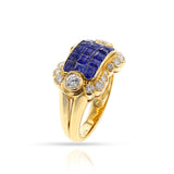 Channel-Set Sapphire and Diamond Ring, 18k