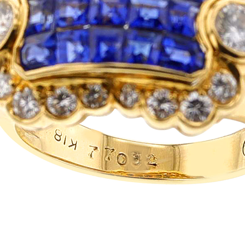 Channel-Set Sapphire and Diamond Ring, 18k