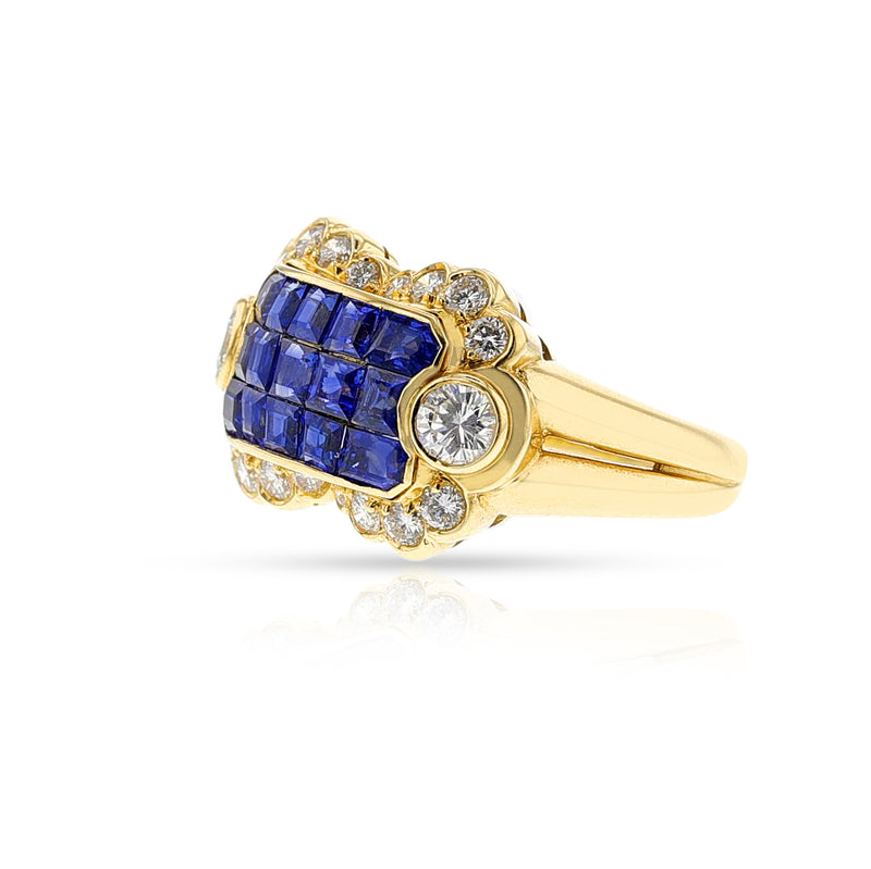 Channel-Set Sapphire and Diamond Ring, 18k