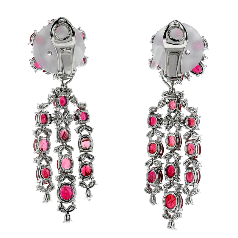 GIA Certified Burma No Heat Ruby and Diamond Day and Night Dangling Earrings