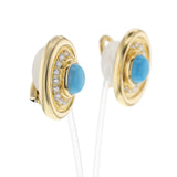 BVLGARI Turquoise Cabochon and Diamond Earrings, 18k