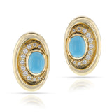 BVLGARI Turquoise Cabochon and Diamond Earrings, 18k