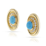 BVLGARI Turquoise Cabochon and Diamond Earrings, 18k