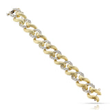 Two-Tone Large Link Textured Bracelet, 18k