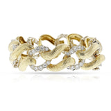 Two-Tone Large Link Textured Bracelet, 18k