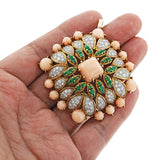 Van Cleef & Arpels Péry et Fils Coral, Emerald and Diamond Pendant Brooch