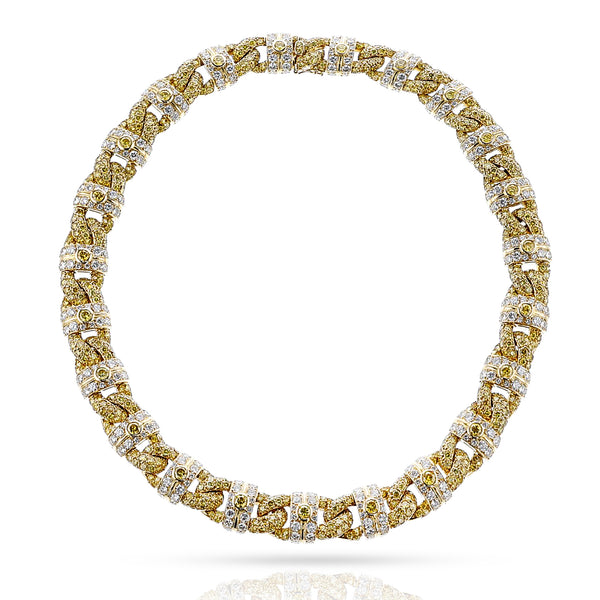 GIA Certified GRAFF Natural Yellow and White Diamond Necklace