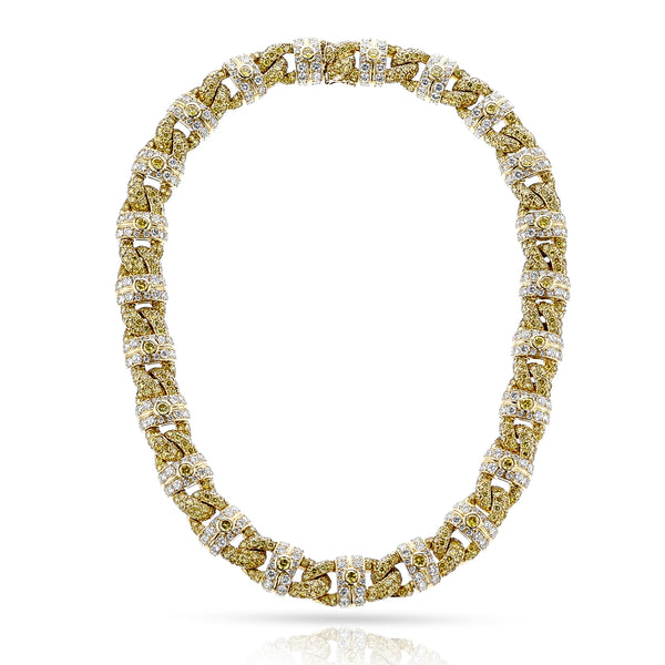 GIA Certified GRAFF Natural Yellow and White Diamond Necklace