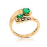 Oval Emerald Toi et Moi Ring with Diamonds, 18k