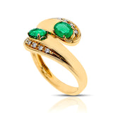 Oval Emerald Toi et Moi Ring with Diamonds, 18k