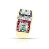 Ruby, Emerald, Sapphire and Diamond Ring, 14k, Part of Set