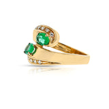 Oval Emerald Toi et Moi Ring with Diamonds, 18k