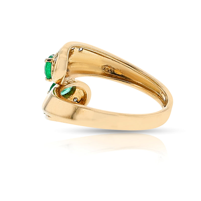 Oval Emerald Toi et Moi Ring with Diamonds, 18k