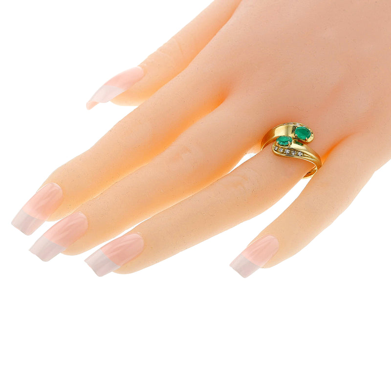 Oval Emerald Toi et Moi Ring with Diamonds, 18k