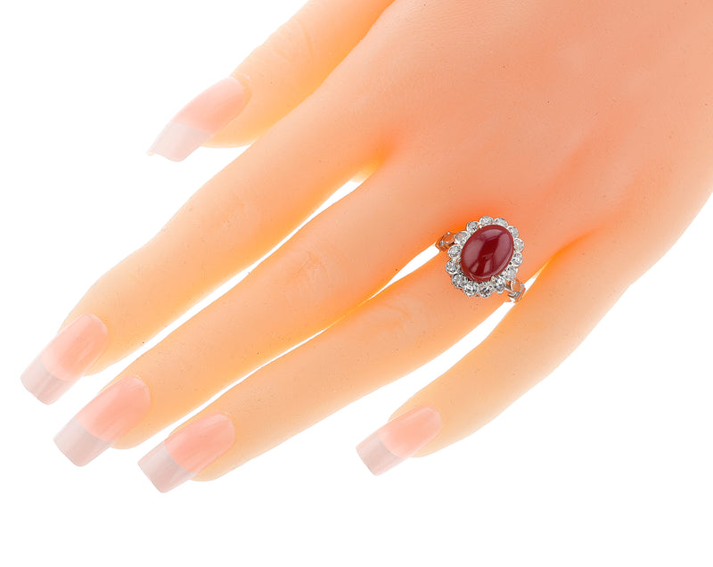 1960s Ruby Cabochon and Diamond Ring, 14k