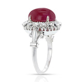 1960s Ruby Cabochon and Diamond Ring, 14k