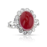 1960s Ruby Cabochon and Diamond Ring, 14k