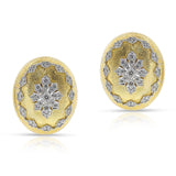 Large Textured Gold and Diamond Earrings, 18k