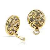 Large Textured Gold and Diamond Earrings, 18k