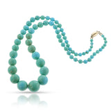 Natural Round Graduating Turquoise Smooth Beads, 14k